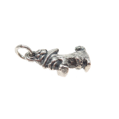 925 Sterling Silver Vintage Dog Oxidized Minimalist 3D Charm Pendant