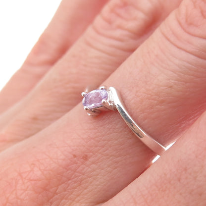 Nevada 925 Sterling Silver Vintage Real Amethyst Bypass Ring Size 6.25