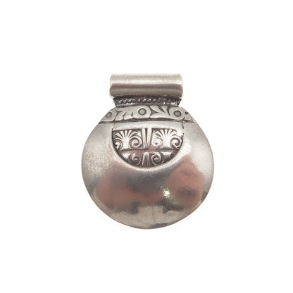 925 Sterling Silver Vintage Modernist Crescent Oxidized Slide Charm Pendant