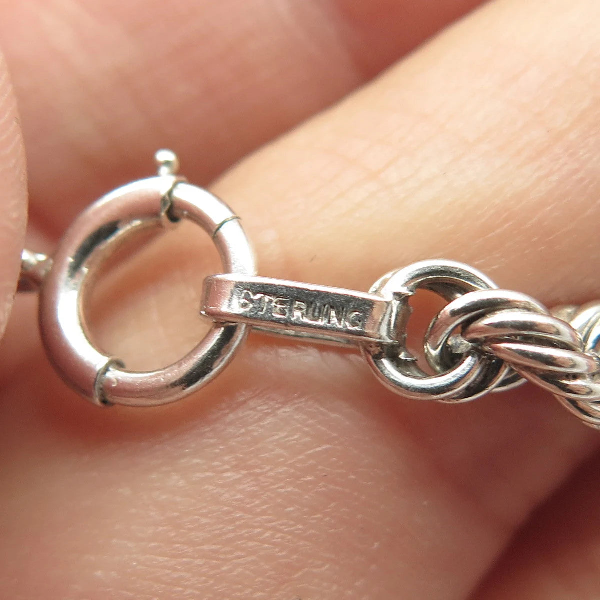 925 Sterling Silver Twisted Rope Link Bracelet 7"