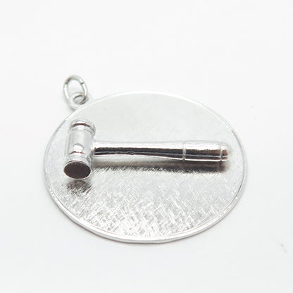 925 Sterling Silver Vintage JMF STG Hammer Pendant