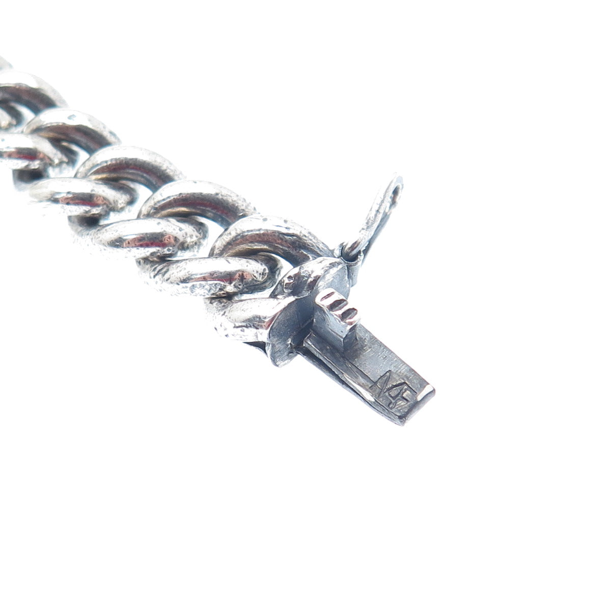 925 Sterling Silver Vintage Mexico Curb Link Oxidized Bracelet 6.75"