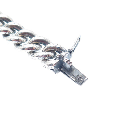 925 Sterling Silver Vintage Mexico Curb Link Oxidized Bracelet 6.75"