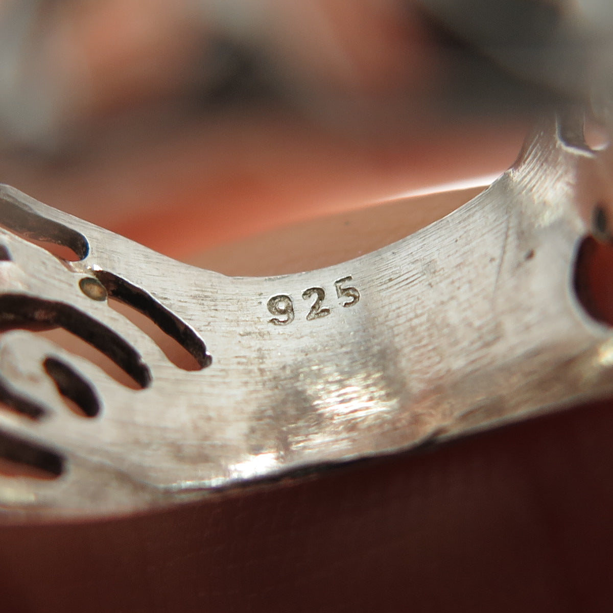 925 Sterling Silver 2-Tone Vintage Modernist Rose Flower Ring Size 7.25