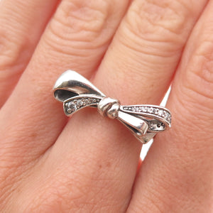 Pandora 925 Sterling Silver C Z Brilliant Bow Ring Size 5.5
