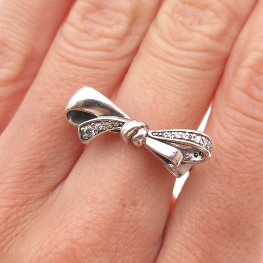Pandora 925 Sterling Silver C Z Brilliant Bow Ring Size 5.5
