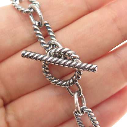 925 Sterling Silver Vintage Cable Link Oxidized Bracelet 7"