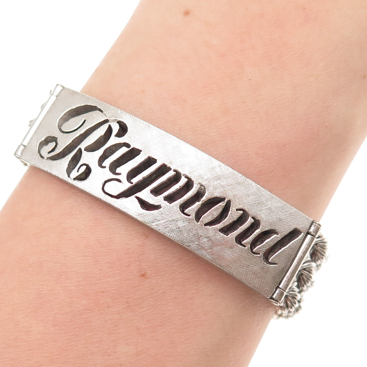 Rhythm 925 Sterling Silver Vintage Raymond Twisted Rope Link ID Bracelet 7.25"