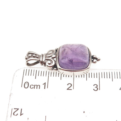 ATI Annika Witt 925 Sterling Silver Vintage Real Amethyst Oxidized Charm Pendant