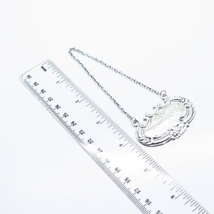 925 Sterling Silver Vintage "Sherry" Bottle Tag