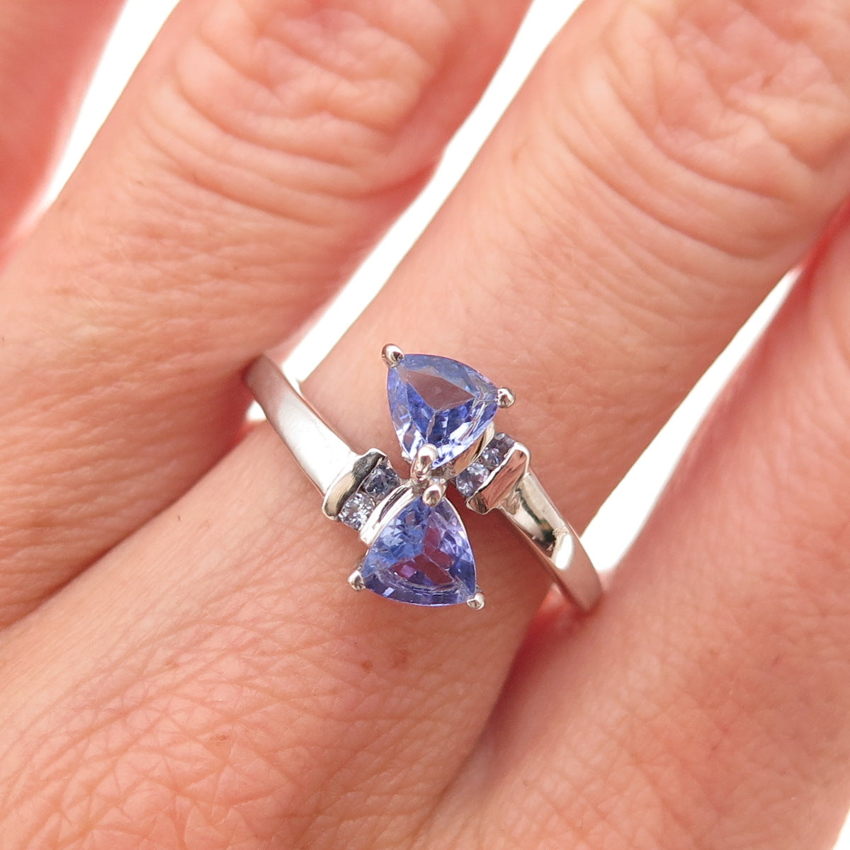 Chuck Clemency 925 Sterling Silver Real Tanzanite Bypass Ring Size 8
