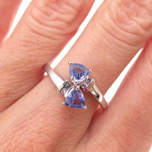 Chuck Clemency 925 Sterling Silver Real Tanzanite Bypass Ring Size 8