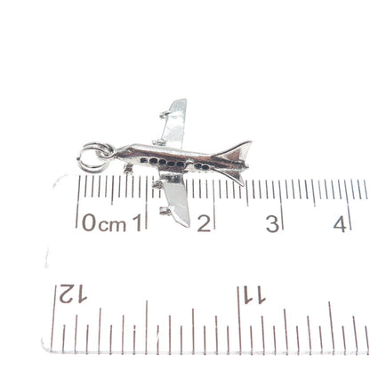 J.M. FISHER 925 Sterling Silver Vintage Airplane 3D Charm Pendant