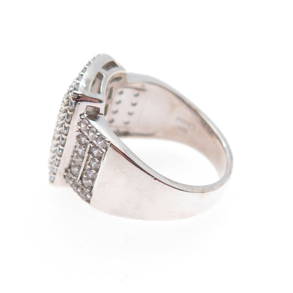 925 Sterling Silver 2-Tone Round-Cut Canary & White C Z Ring Size 7