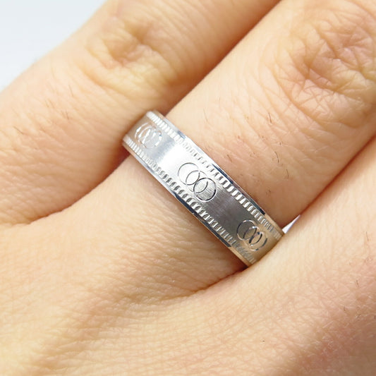 925 Sterling Silver Textured Band Ring Size 5.75