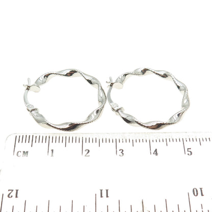 925 Sterling Silver Twisted Hinged Hoop Earrings