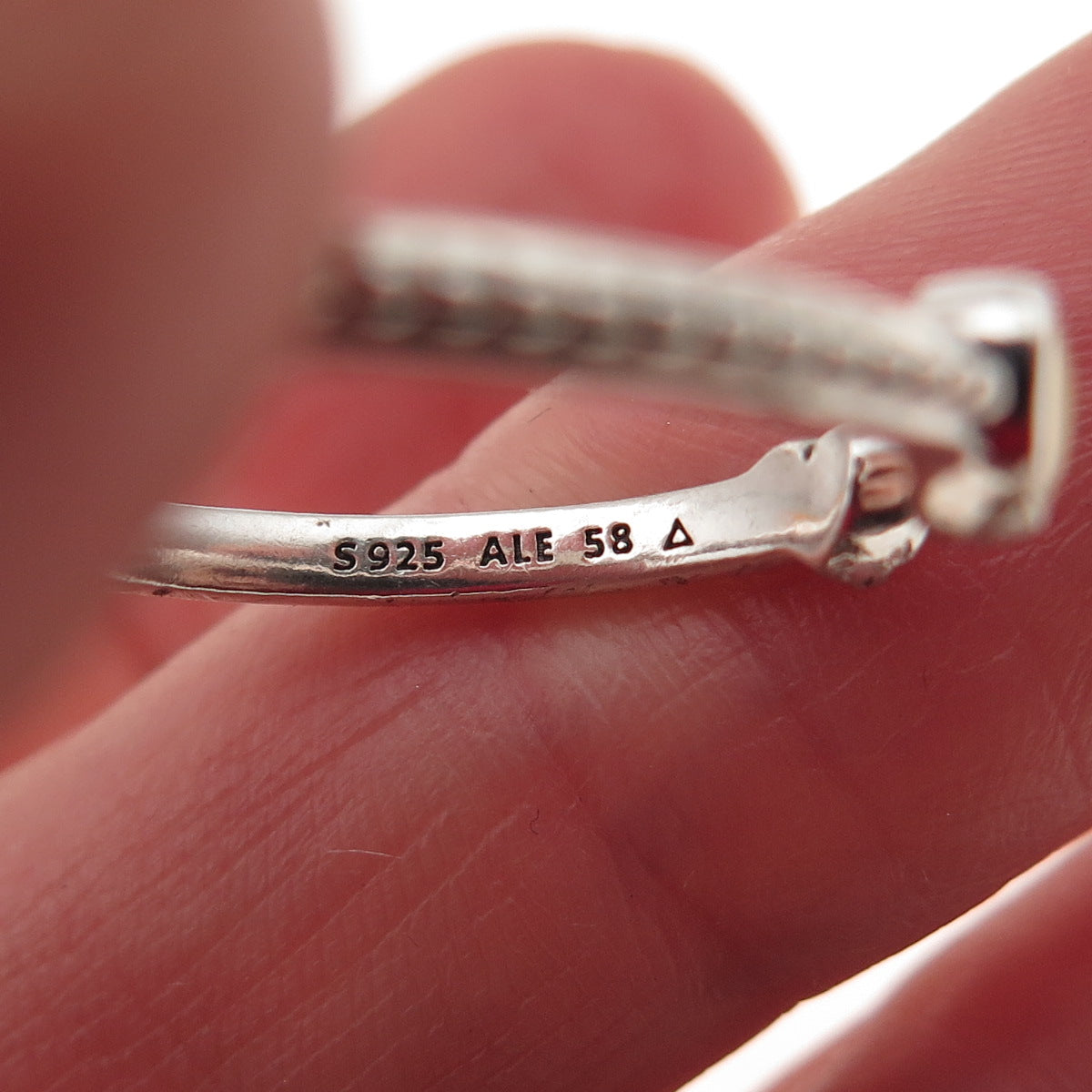 Pandora 925 Sterling Silver Real MOP Heart of Love Adjustable Ring Size 8.75