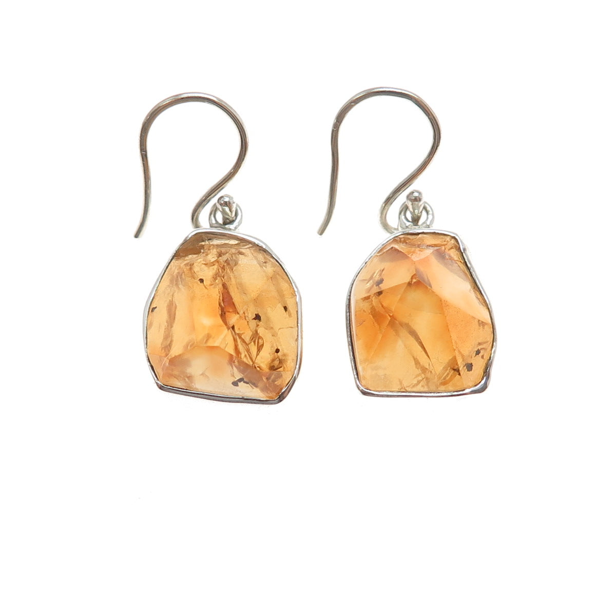 STARBORN 925 Sterling Silver Vintage Real Citrine Modernist Dangle Earrings