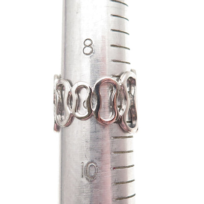 925 Sterling Silver Vintage Modernist Number 8 Ring Size 9.25
