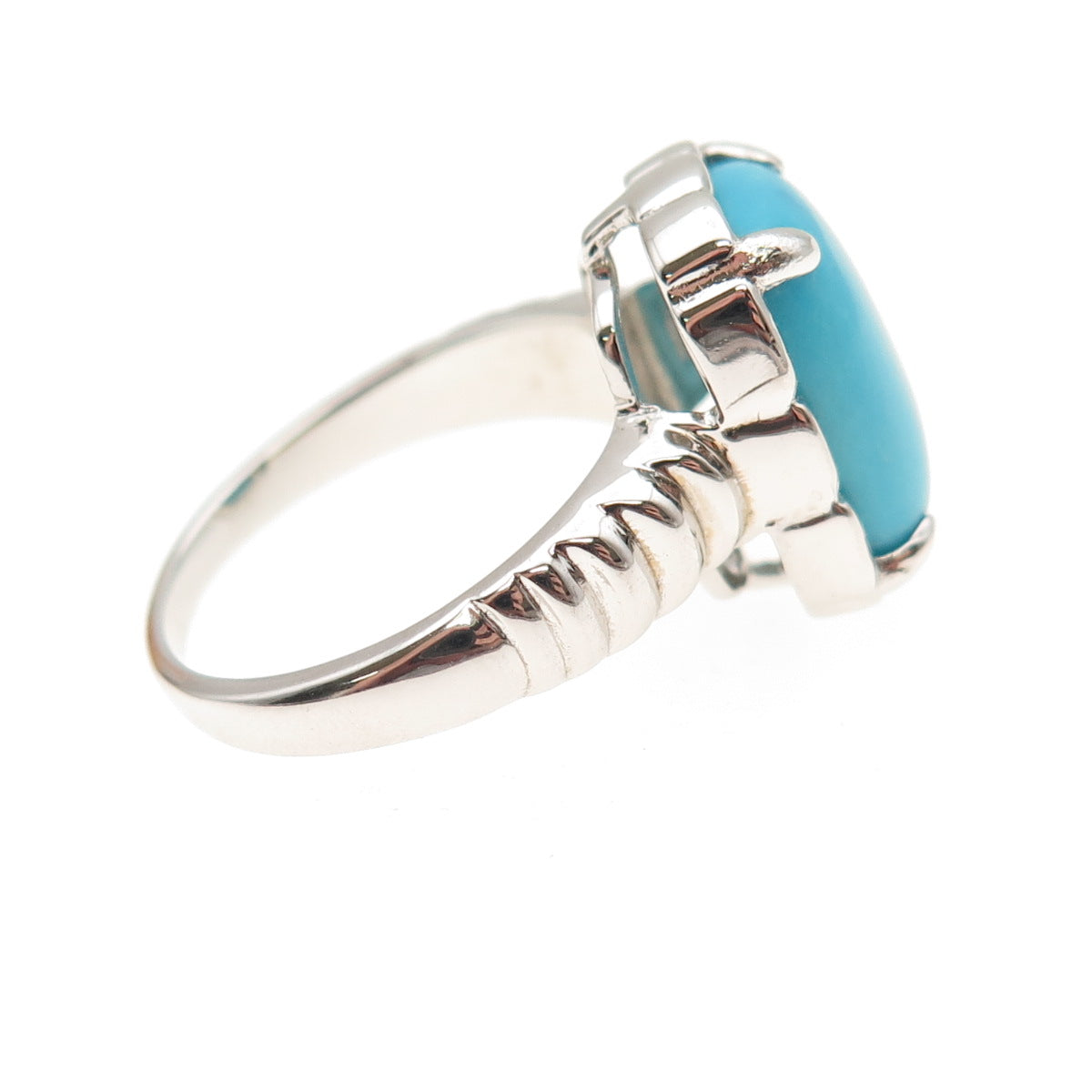 925 Sterling Silver Real Sleeping Beauty Turquoise Ring Size 8
