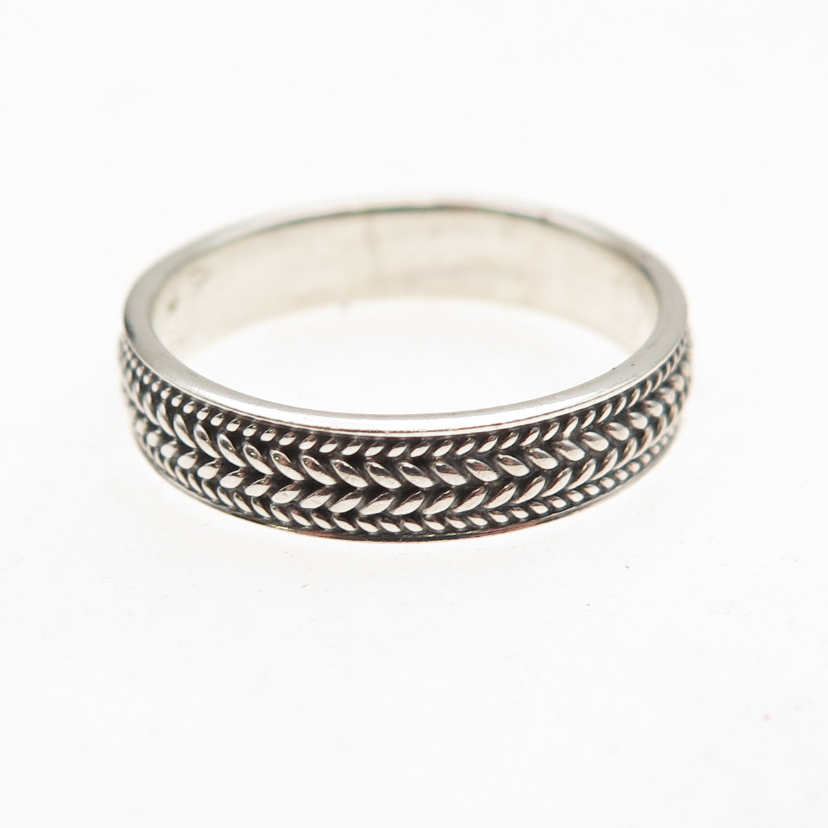 Chapal Zenray 925 Sterling Silver Vintage Wheat Link Oxidized Band Ring Size 8