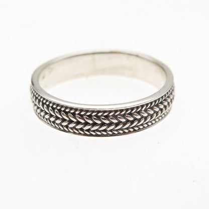 Chapal Zenray 925 Sterling Silver Vintage Wheat Link Oxidized Band Ring Size 8