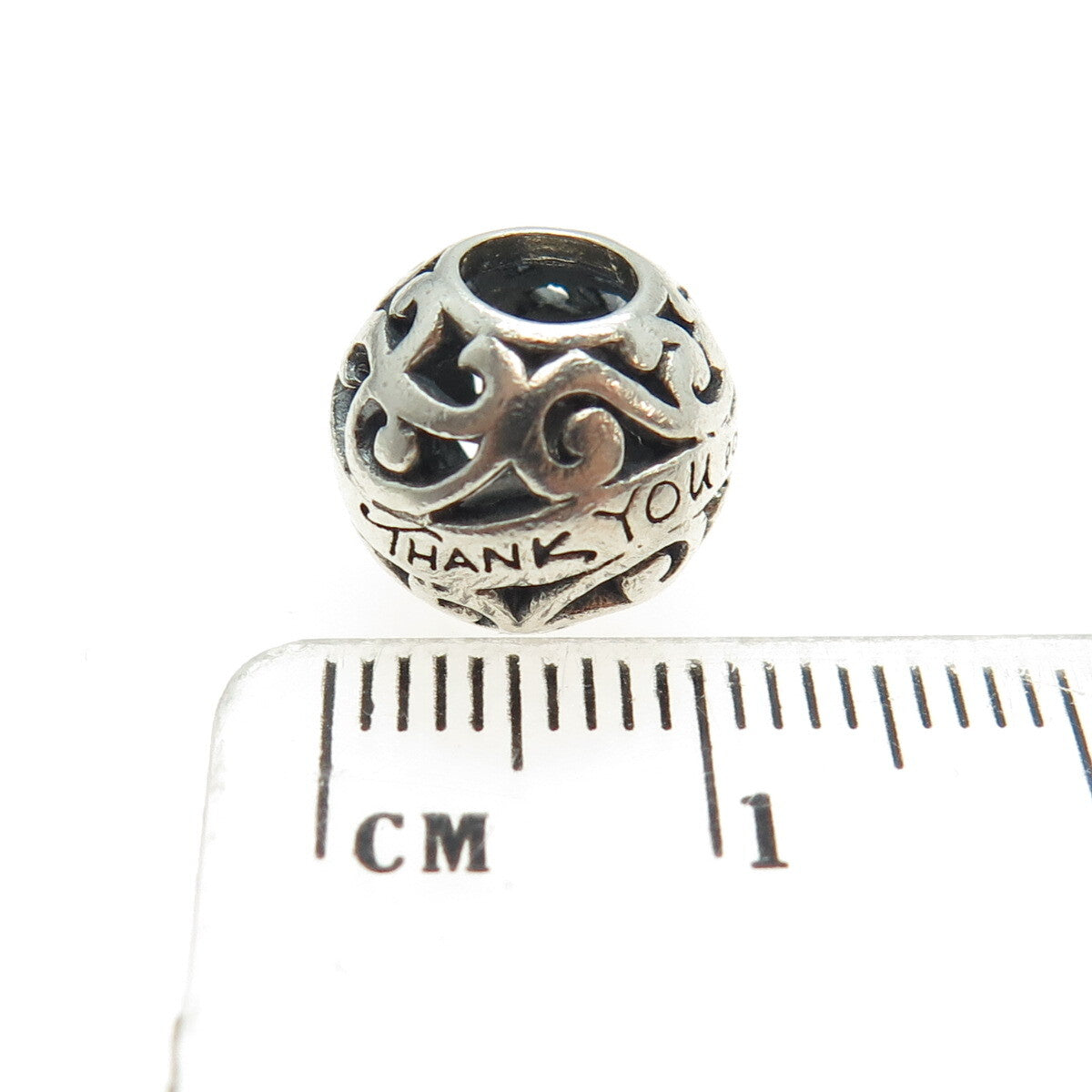 CHAMILIA 925 Sterling Silver "Thank You" Ornate Ball Bead Charm