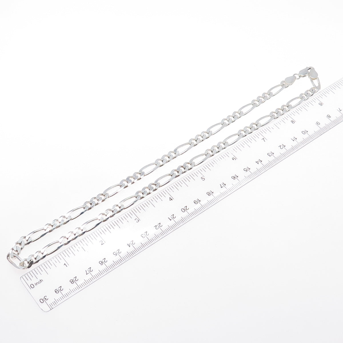 925 Sterling Silver Vintage Figaro Chain Necklace 20"