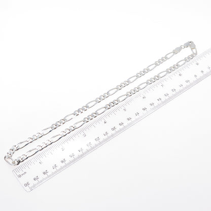 925 Sterling Silver Vintage Figaro Chain Necklace 20"