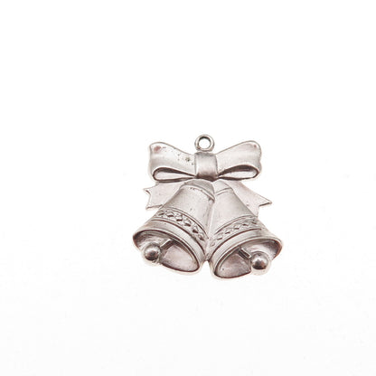 Anson 925 Sterling Silver Antique Art Deco Christmas Bells Charm Pendant