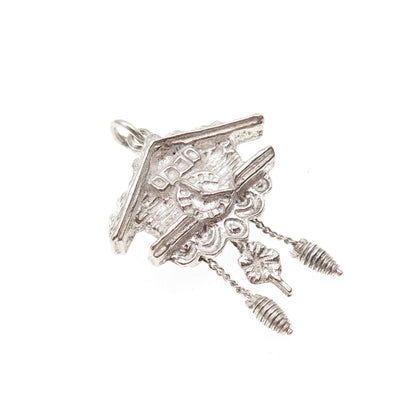 800 Silver Vintage European Cuckoo Clock Mini Charm Pendant