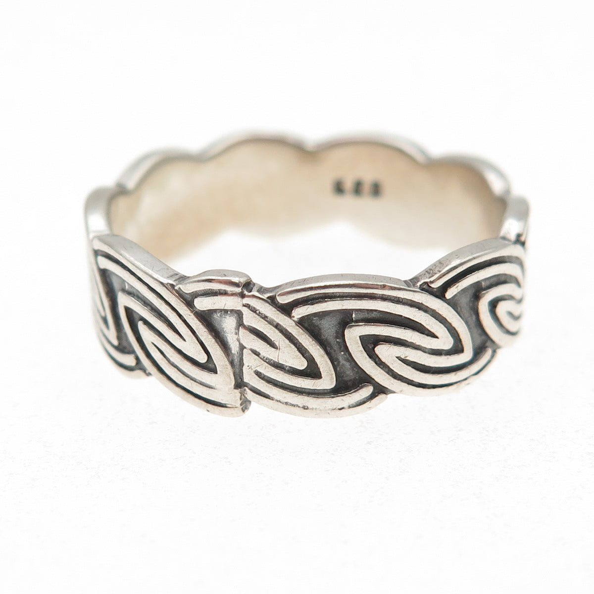 925 Sterling Silver Vintage Celtic Oxidized Band Ring Size 10.75