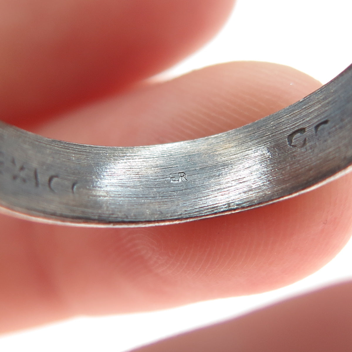 925 Sterling Silver Vintage Mexico Classic Wedding Oxidized Band Ring Size 11.25