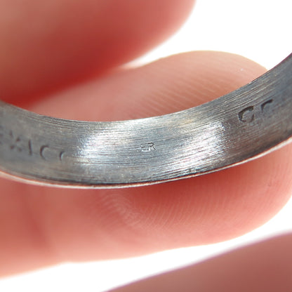 925 Sterling Silver Vintage Mexico Classic Wedding Oxidized Band Ring Size 11.25