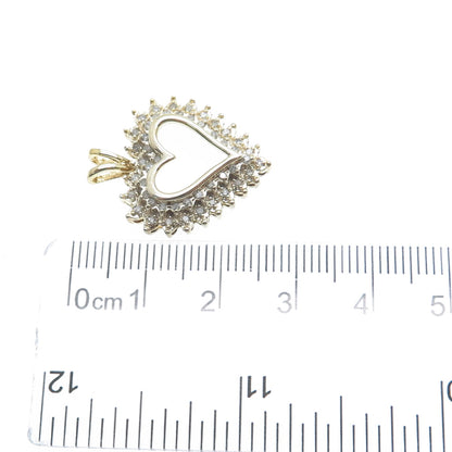 HN HENG NGAI Sterling Silver Gold Plated Real Round-Cut Diamond Heart Pendant