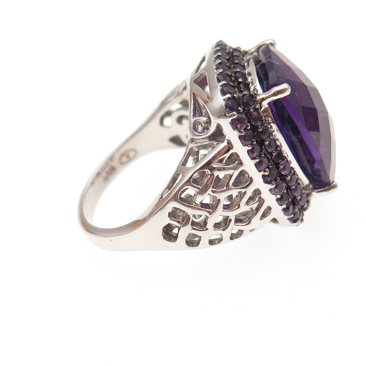 925 Sterling Silver Vintage Real Amethyst Ring Size 7.25