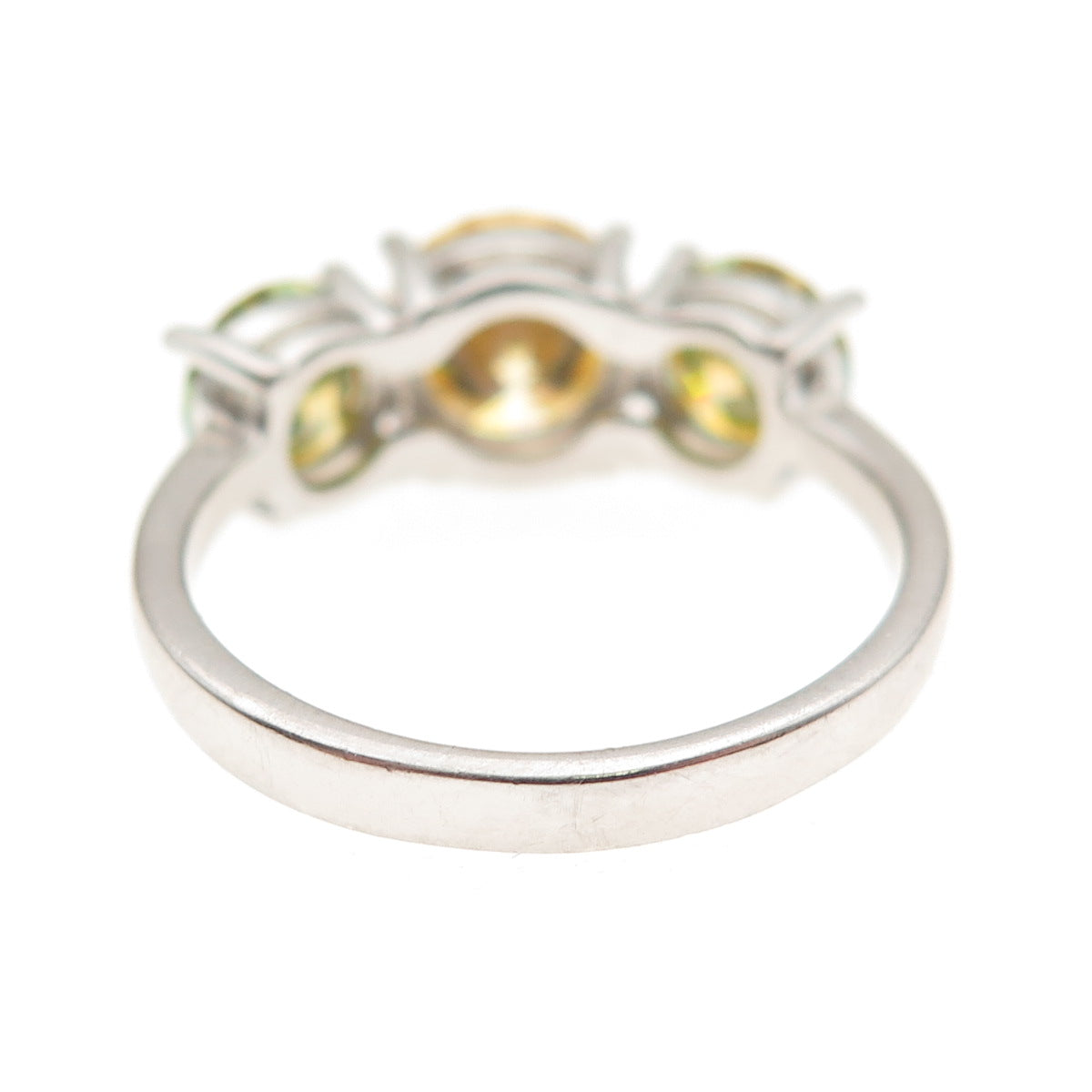 925 Sterling Silver Real Round-Cut Canary Moissanite Ring Size 8.25