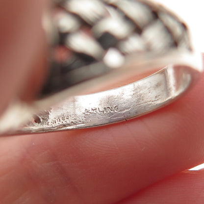 925 Sterling Silver Vintage Real Carnelian Masonic Oxidized Ring Size 8.75