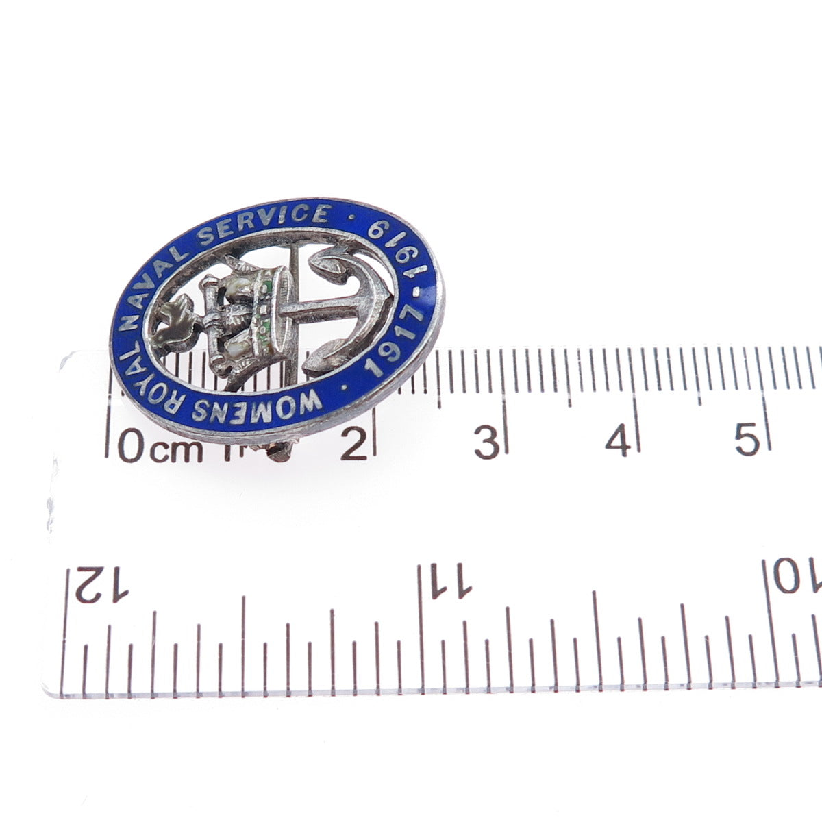 J.R. GAUNT & SON Sterling Antique 1918 Enamel Women's Royal Naval Service Brooch