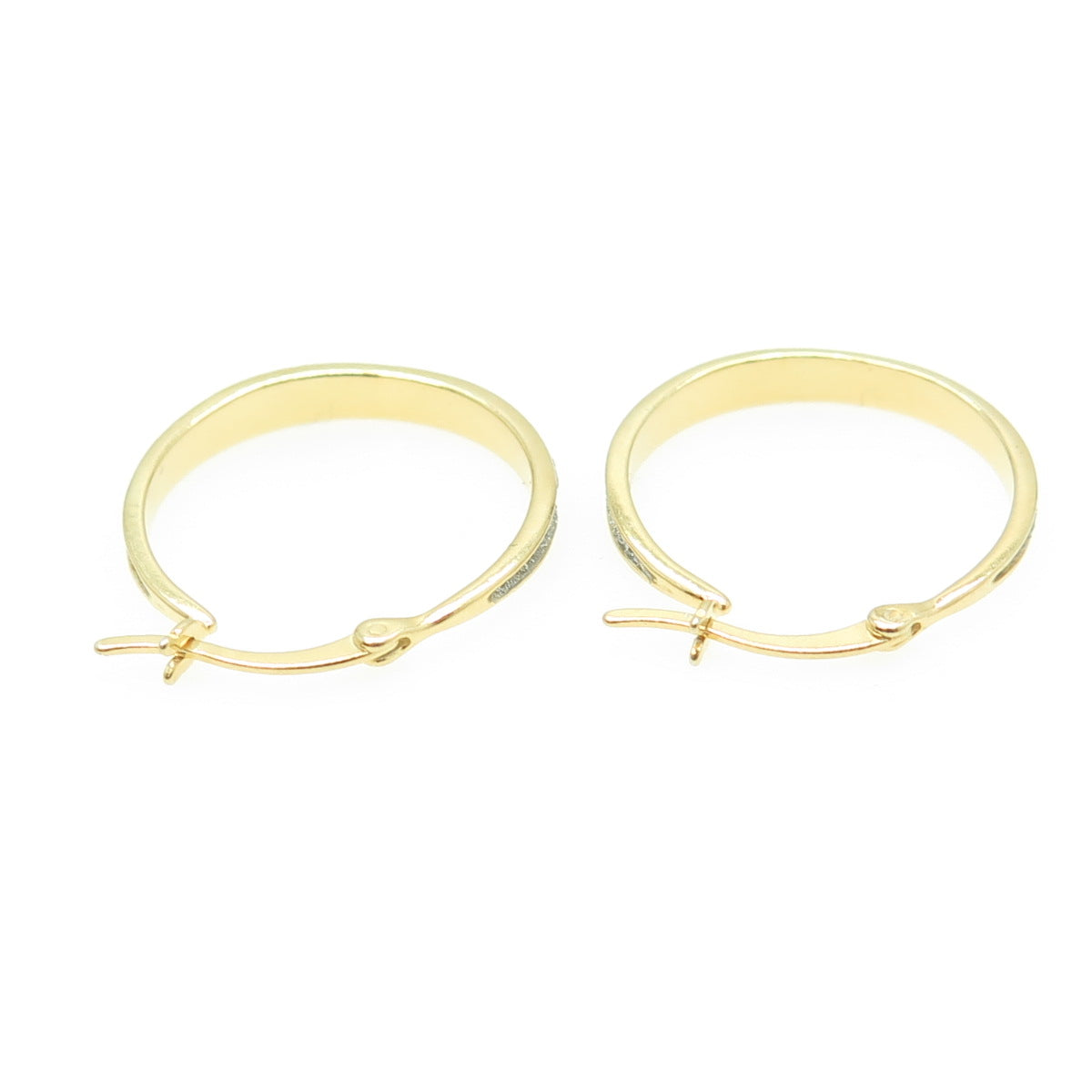 HAN 925 Sterling Silver Gold Plated Diamond-Imitation Hoop Earrings