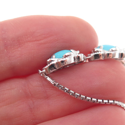 925 Sterling Real Sleeping Beauty Turquoise Adjustable Bolo Bracelet 7-10"