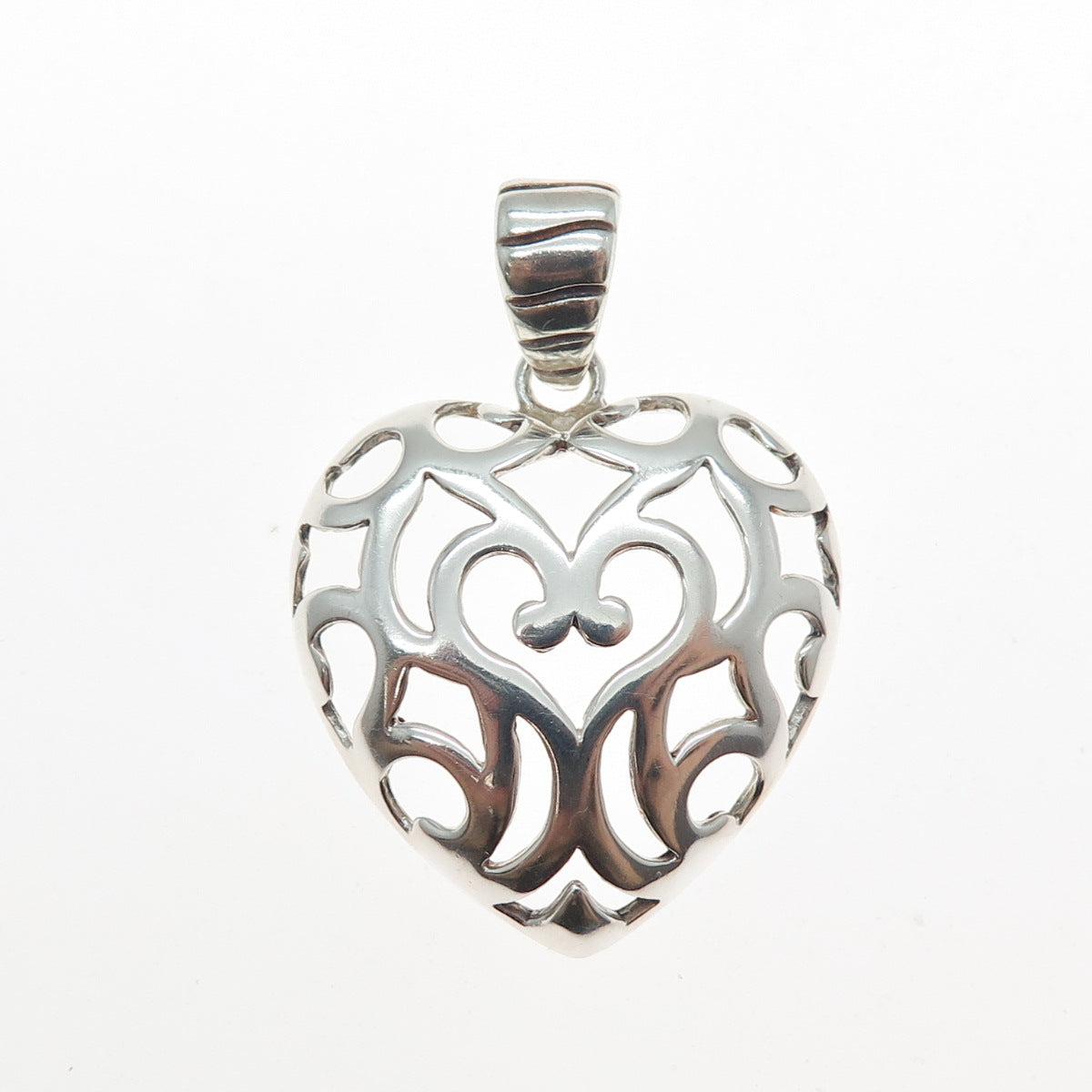 MILOR 925 Sterling Silver Vintage Italy Ornate Heart Charm Pendant