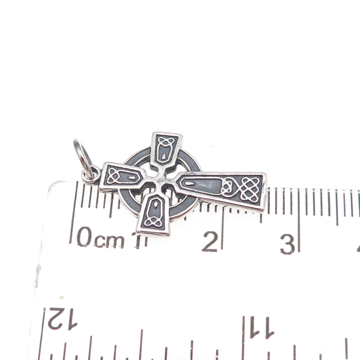 925 Sterling Silver Vintage Celtic Cross Oxidized Charm Pendant
