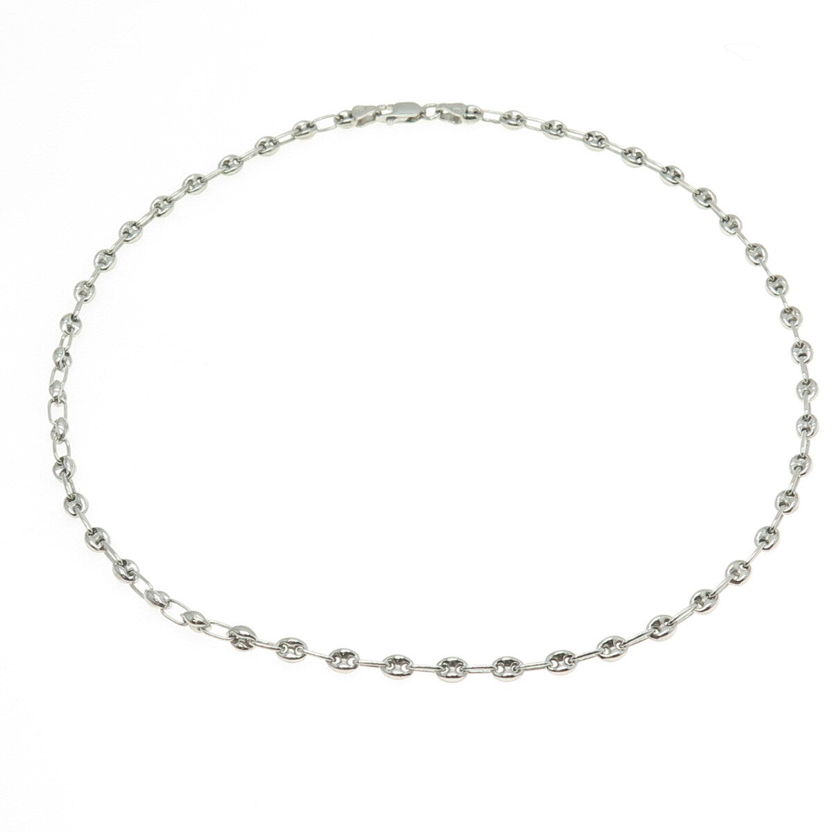 925 Sterling Silver Anchor Mariner Oval Chain Necklace 18"