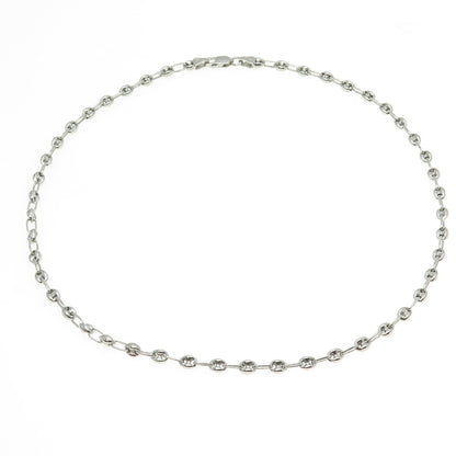 925 Sterling Silver Anchor Mariner Oval Chain Necklace 18"