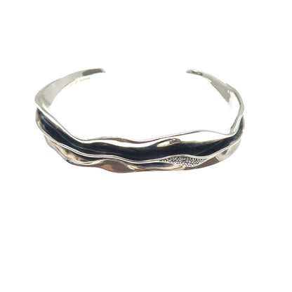 HAGIT GORALI Sterling Vintage Real Diamond Modernist Adjustable Bracelet 6.75"