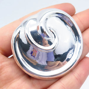 925 Sterling Silver Vintage Mexico Ribbed Pin Brooch / Pendant