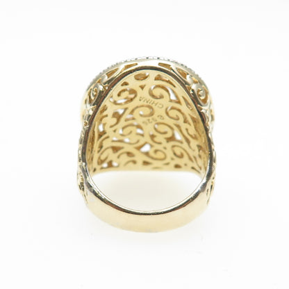 ROSS SIMONS 925 Sterling Silver Gold Plated Real Diamond Accent Ring Size 7.25