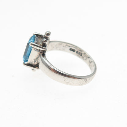 CLYDE DUNEIER CID 925 Sterling Silver Vintage Real Blue Topaz Beaded Ring Size 6