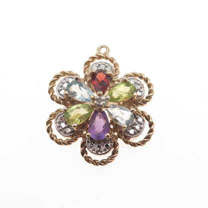 Ross Simons 925 Sterling Gold Plated Real Diamond Accent Multi-Gem Mini Pendant